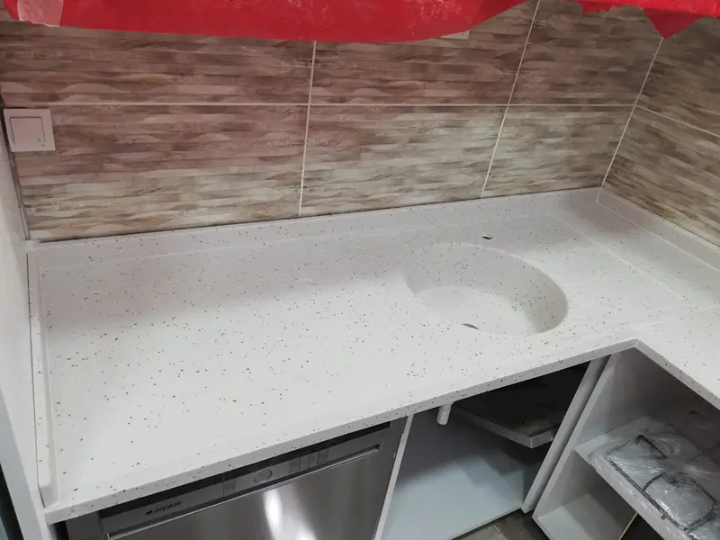 Döküm Tezgah Dökme Mermer Tezgah Montaj Detayı