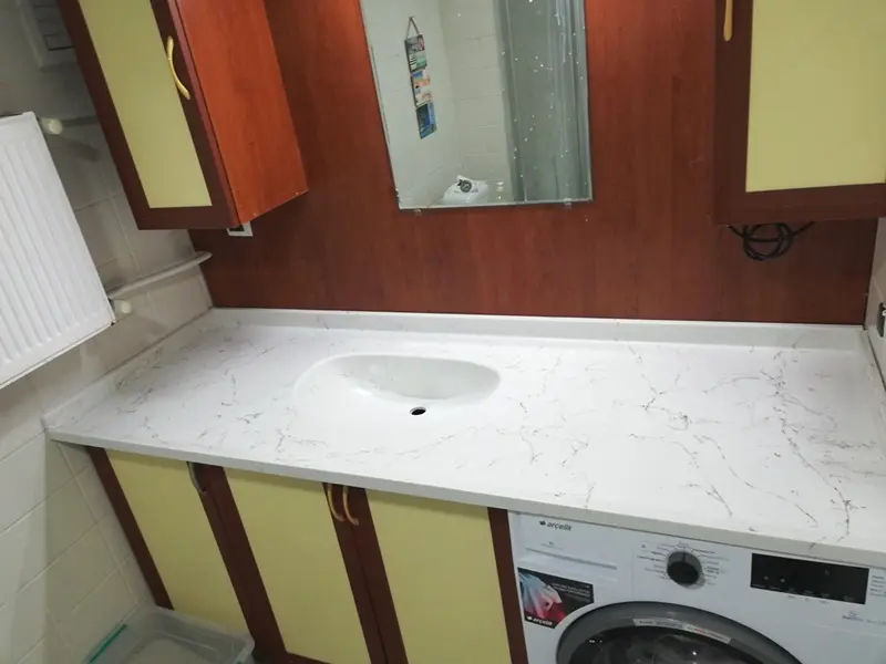 Mermerit Banyo Tezgahı Renk ve Doku Detayı