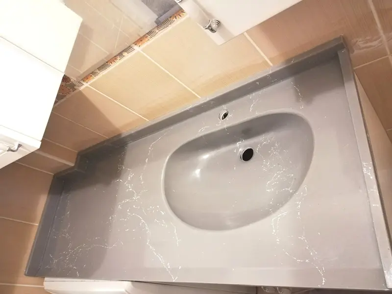 Mermerit Banyo Tezgahı Plaka Görünümü